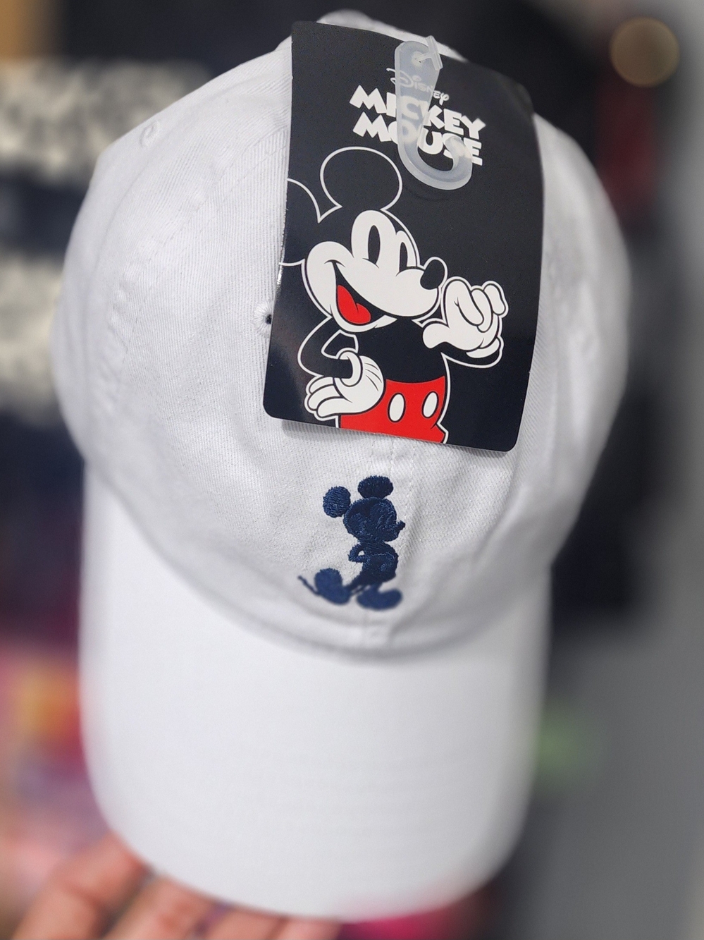 Disney Adult Mickey Mouse Embroidered Cotton Adjustable Dad Hat White One Size